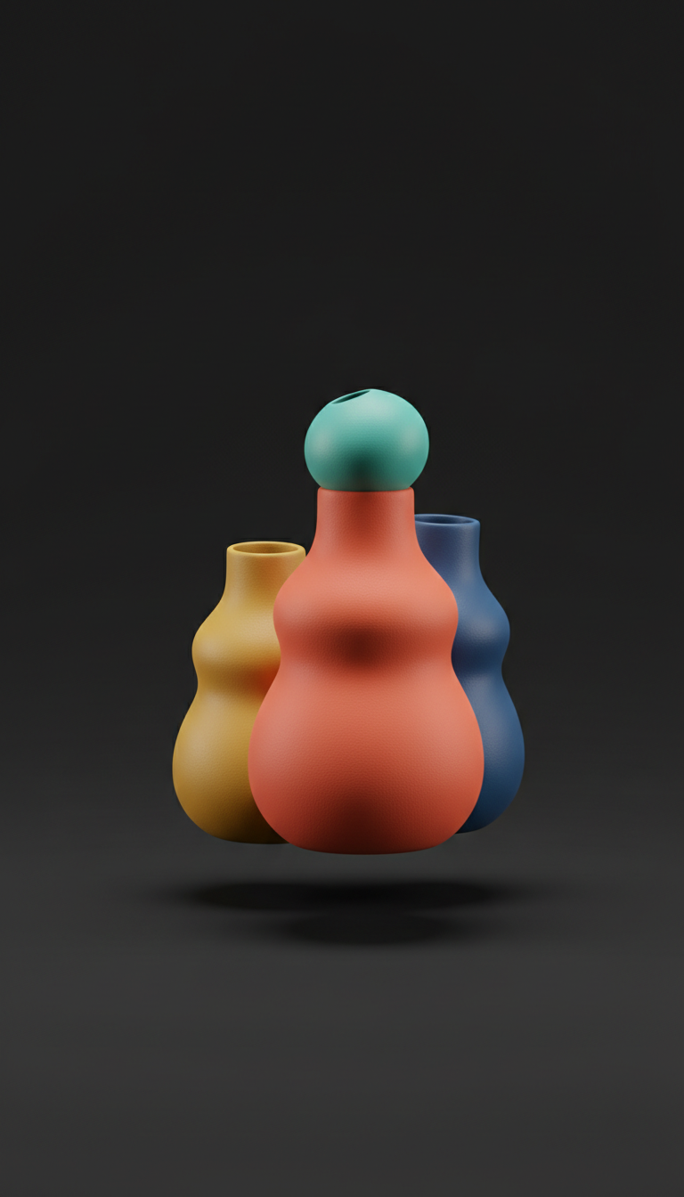 Coral Orange Sculptural Ceramic Vase