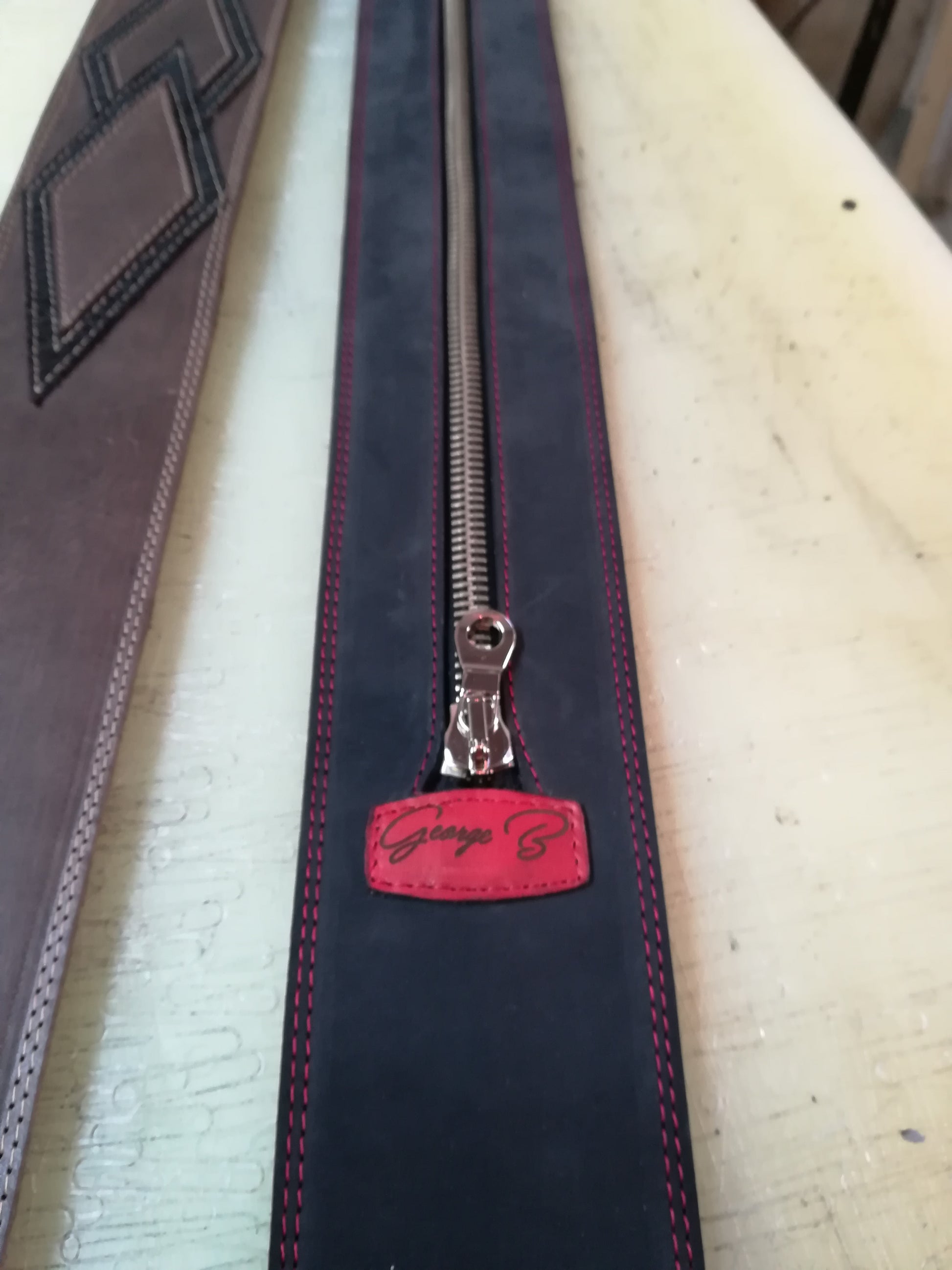 Leather Guitar Strap with Metal Zipper - GBS