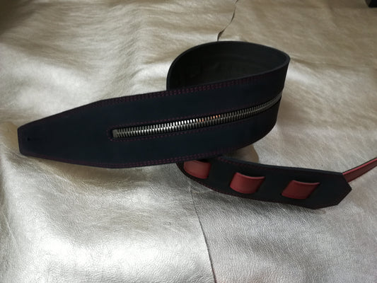 Leather Guitar Strap with Metal Zipper - GBS