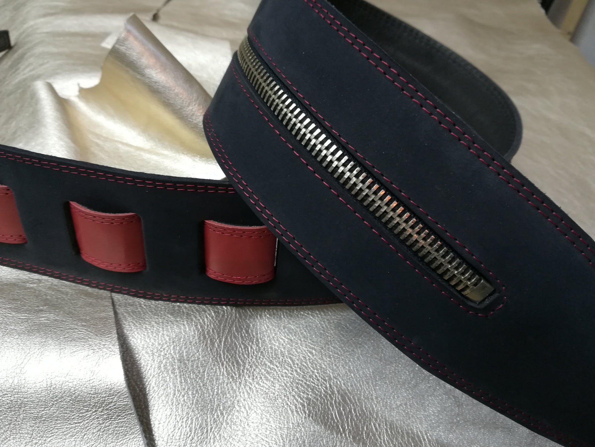 Leather Guitar Strap with Metal Zipper - GBS