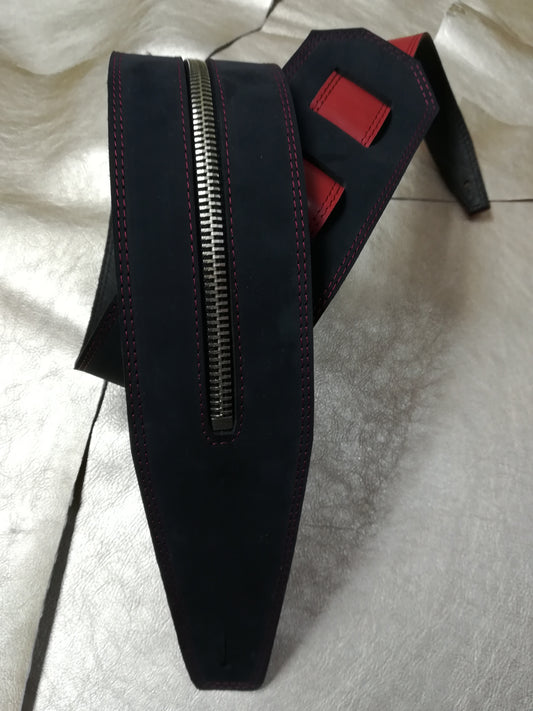 Leather Guitar Strap with Metal Zipper - GBS