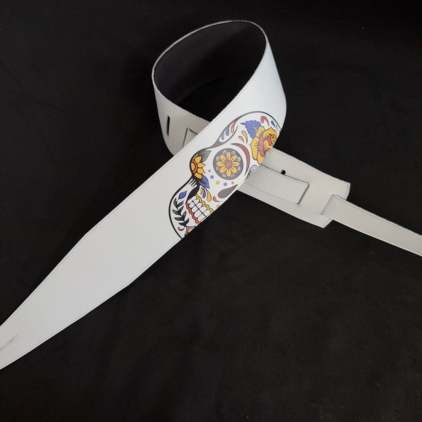 Mexican Skull Guitar Strap – Day of the Dead Edition | Handmade Leather from Portugal - GBS