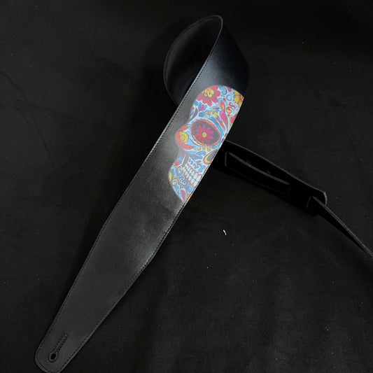 Mexican Skull Guitar Strap – Day of the Dead Edition | Handmade Leather from Portugal - GBS