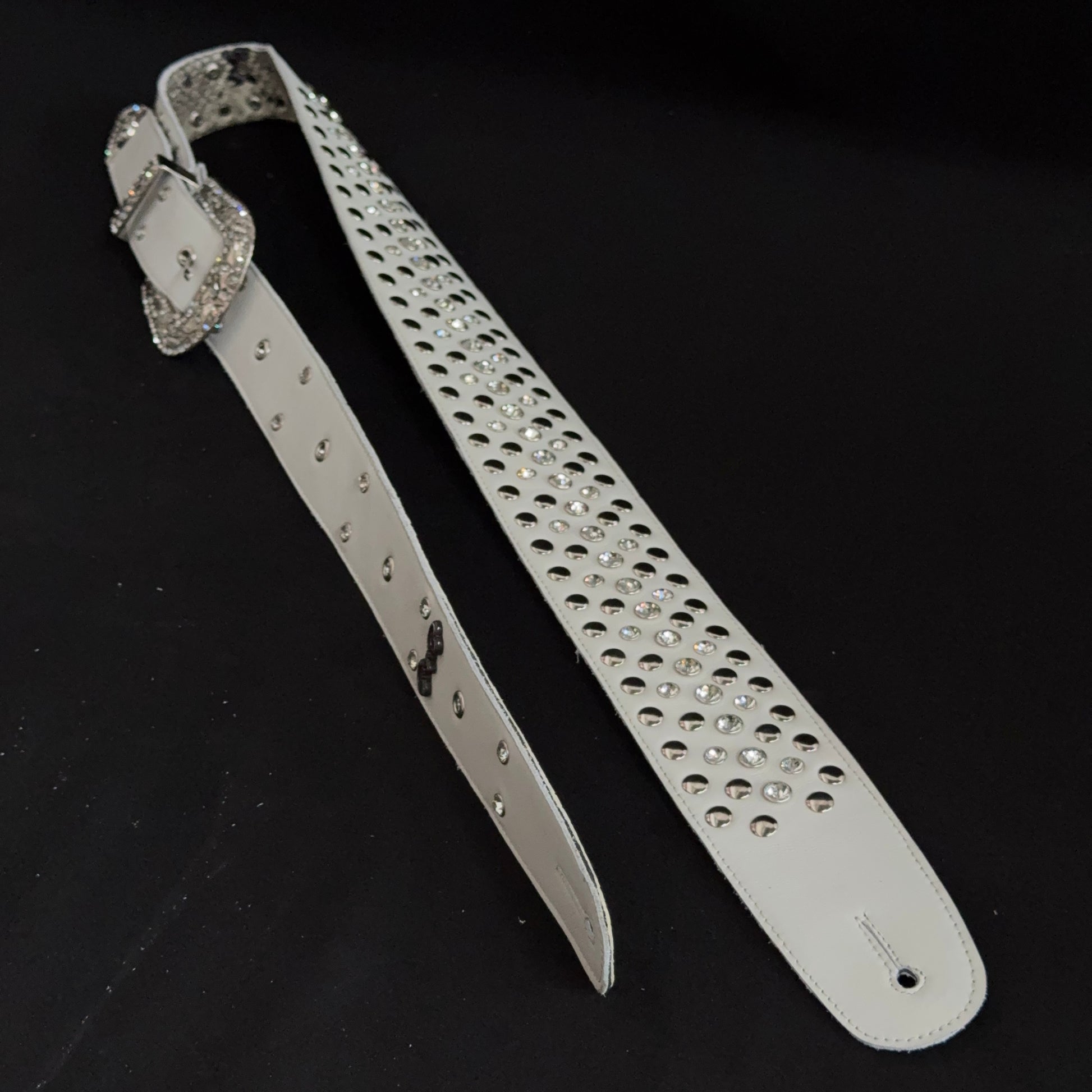 Billy Lux Guitar Strap – Beige Leather with Shiny Buckle | GBS - GBS