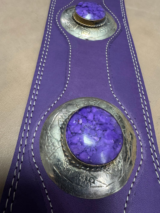 Purple Stone Legacy – Premium Handmade Leather Guitar Strap