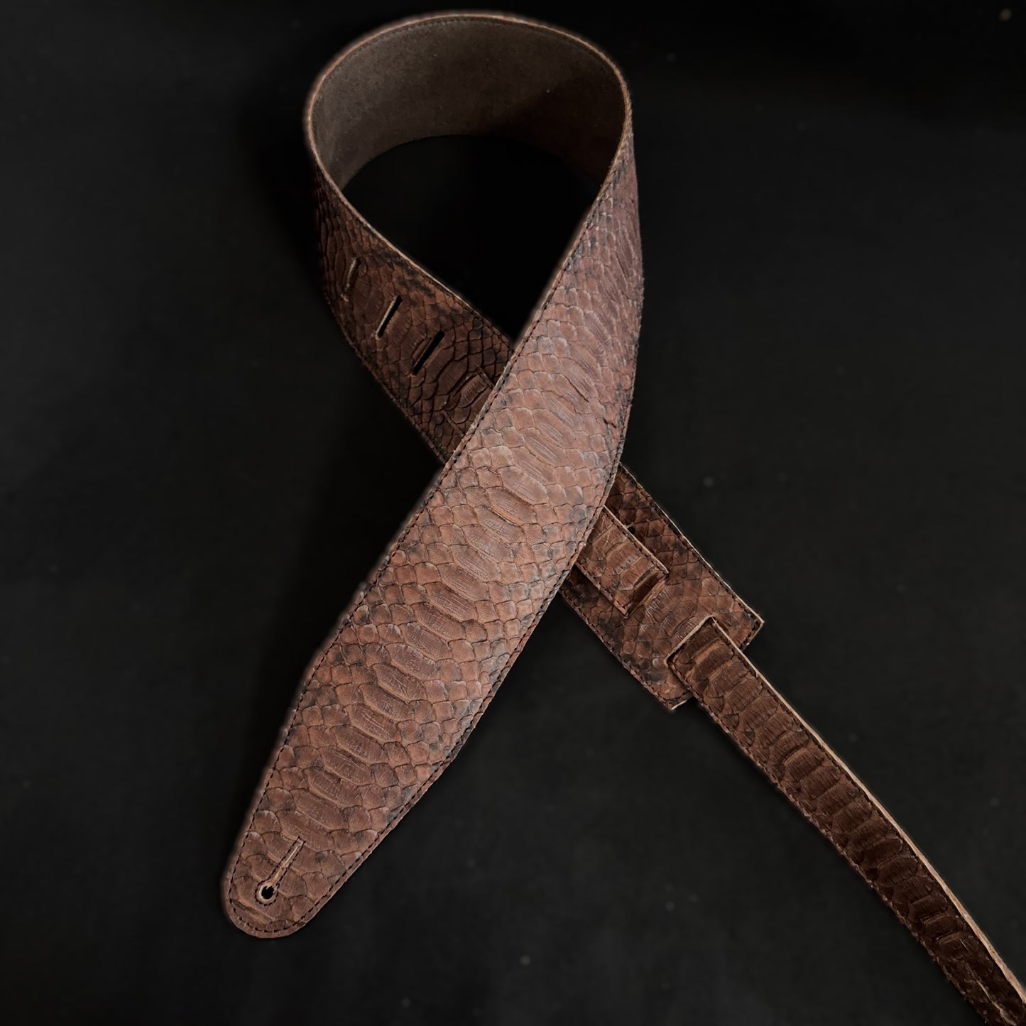 Guitar Strap – Genuine Brown Naja Snakeskin | Artisan Luxury - GBS