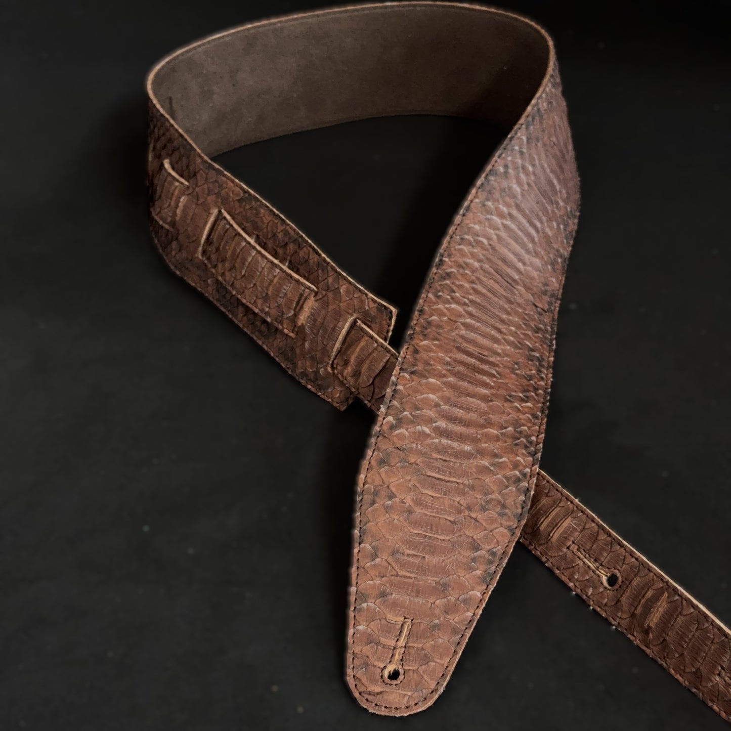 Guitar Strap – Genuine Brown Naja Snakeskin | Artisan Luxury - GBS