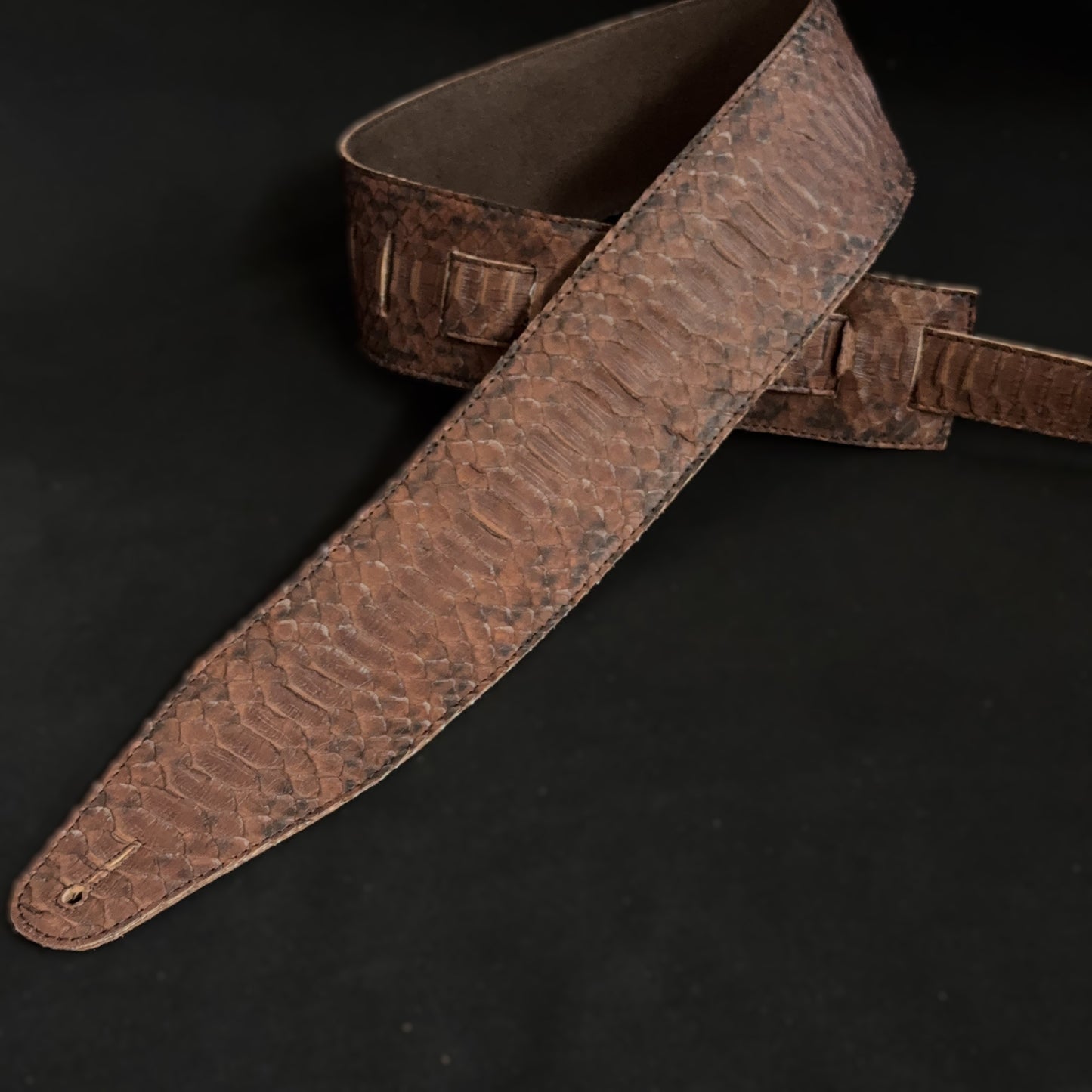 Guitar Strap – Genuine Brown Naja Snakeskin | Artisan Luxury - GBS