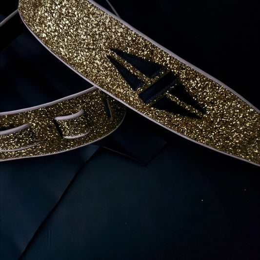 Psychedelic Gold Guitar Strap with Gibson Logo | GBS Handmade Leather - GBS