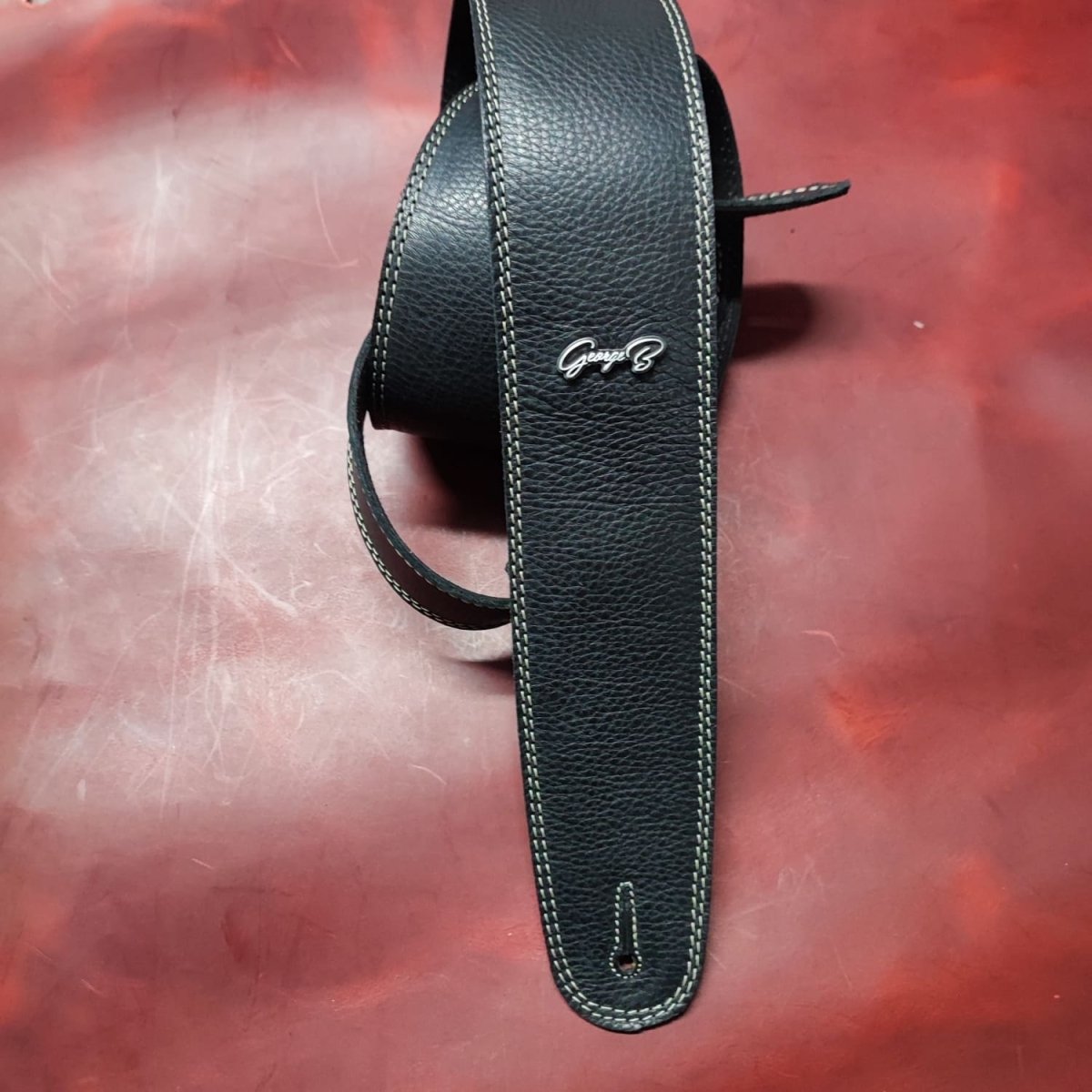 Basic, handmade leather guitar strap, handcrafted by GB Straps