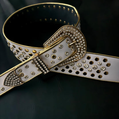 Billy Lux Guitar Strap – Beige Leather with Shiny Buckle | GBS