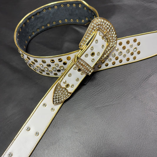 Billy Lux Guitar Strap – Beige Leather with Shiny Buckle | GBS