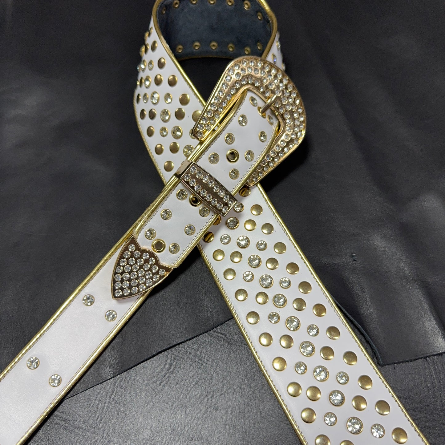 Billy Lux Guitar Strap – Beige Leather with Shiny Buckle | GBS