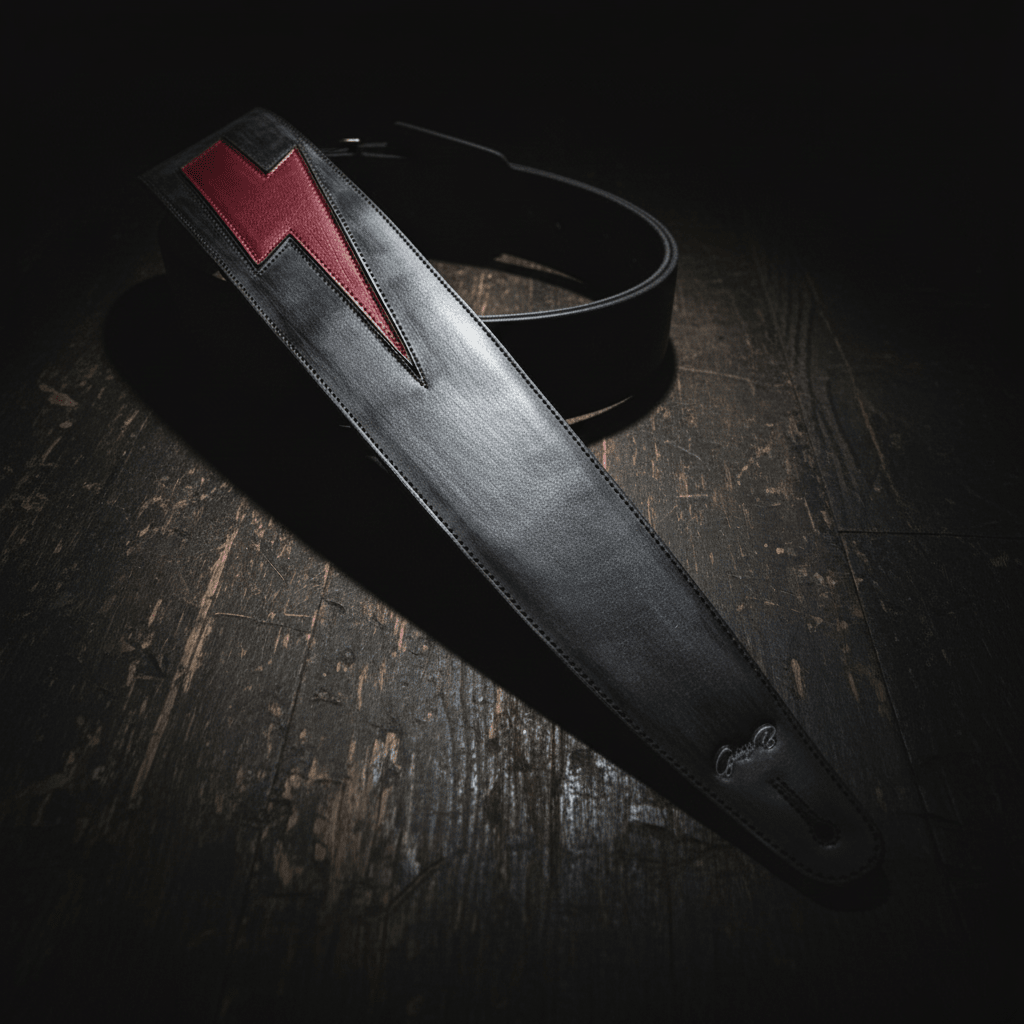 AC/DC Angus Young Guitar Strap | Vintage Red Lightning Bolt | Aged ...