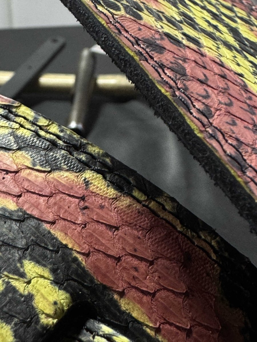 Genuine Yellow & Red Snake Leather Strap | Exotic Luxury Leather Strap - GBS