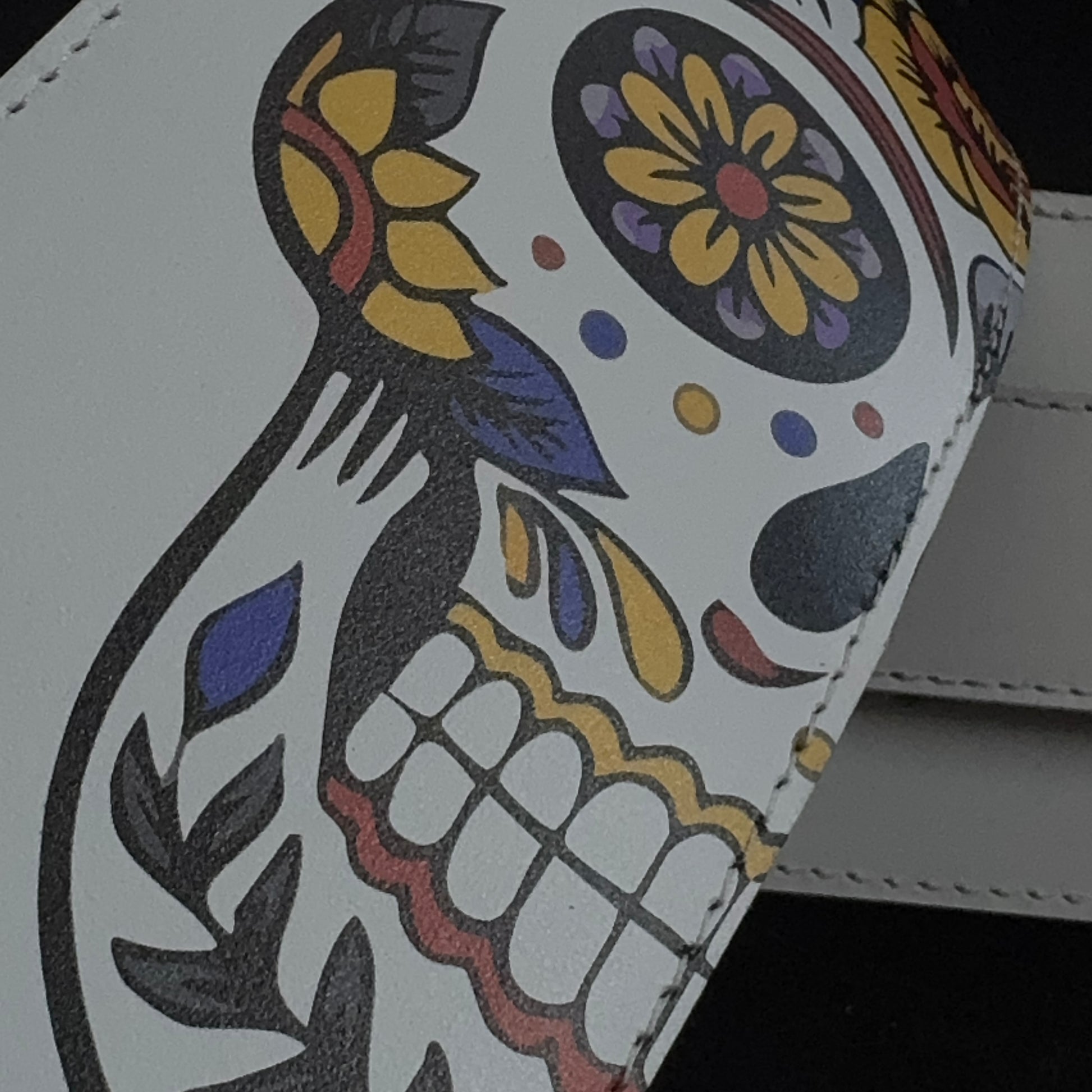 Mexican Skull Guitar Strap – Day of the Dead Edition | Handmade Leather from Portugal - GBS