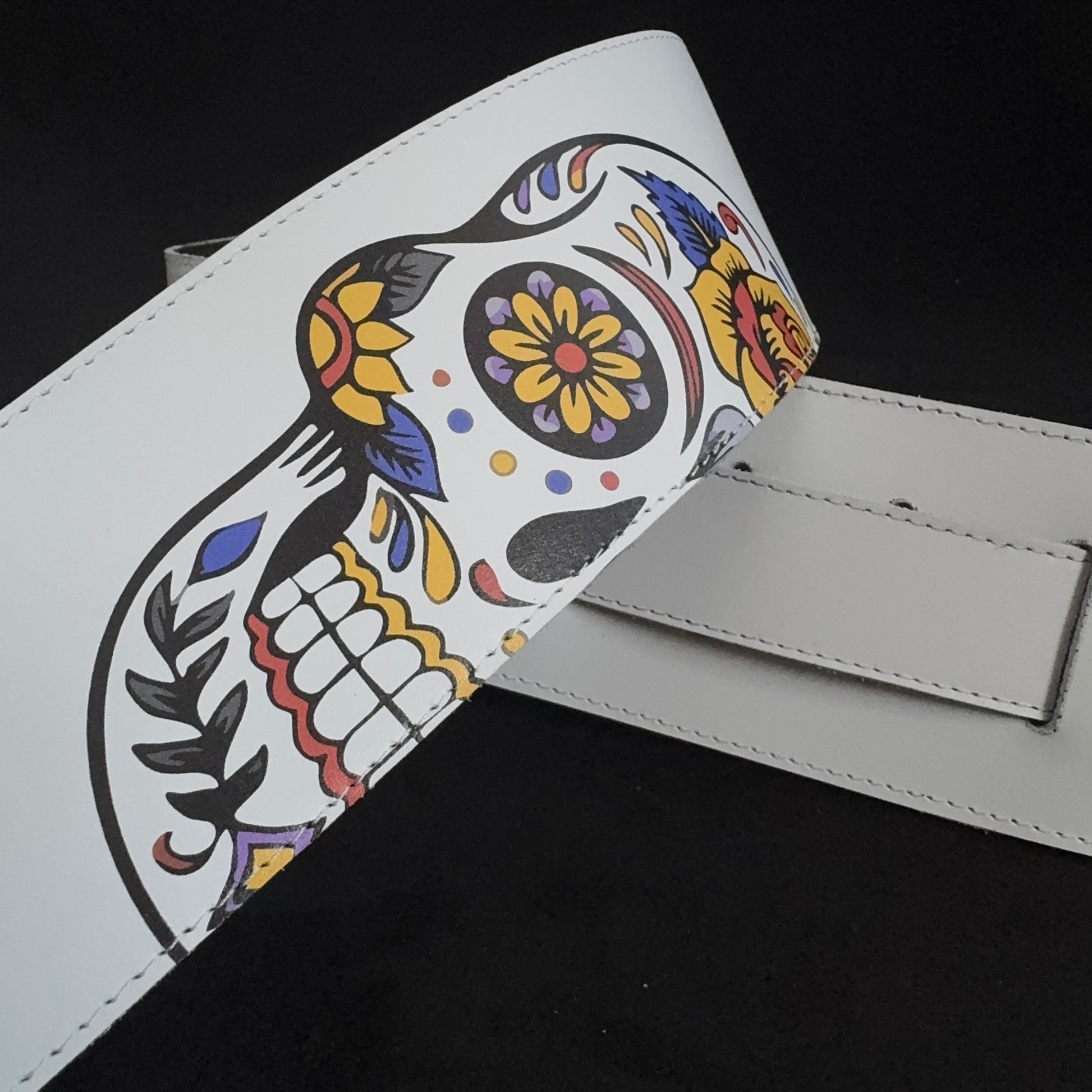 Mexican Skull Guitar Strap – Day of the Dead Edition | Handmade Leather from Portugal - GBS
