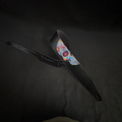 Mexican Skull Guitar Strap – Day of the Dead Edition | Handmade Leather from Portugal - GBS