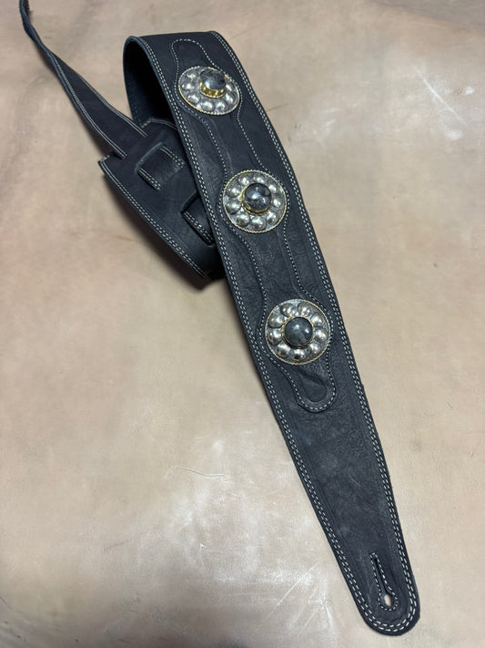 Midnight Stone Legacy – Premium Handmade Leather Guitar Strap