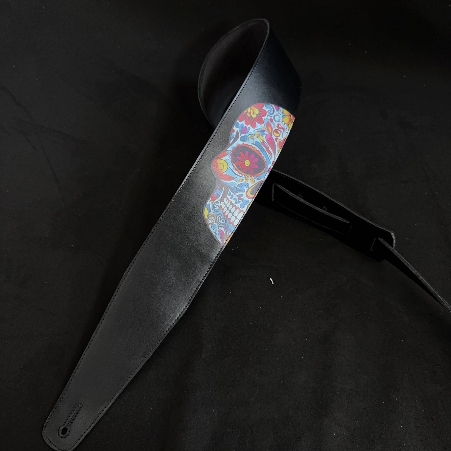 Mexican Skull Guitar Strap – Day of the Dead Edition | Handmade Leather from Portugal - GBS