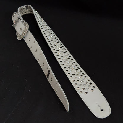 Billy Lux Guitar Strap – Beige Leather with Shiny Buckle | GBS - GBS