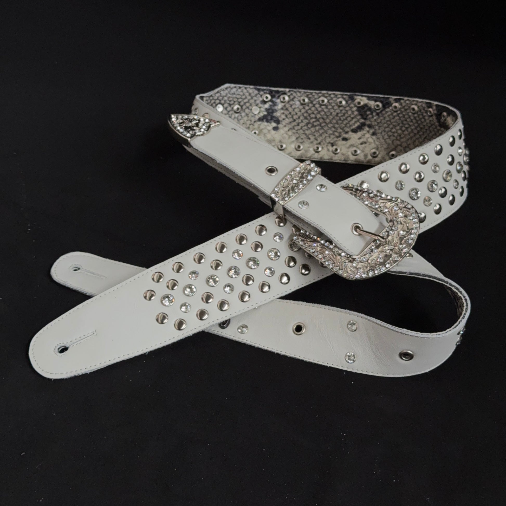 Billy Lux Guitar Strap – Beige Leather with Shiny Buckle | GBS - GBS