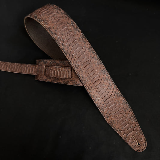 Guitar Strap – Genuine Brown Naja Snakeskin | Artisan Luxury