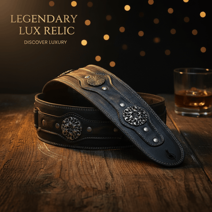 Legendary Lux Relic Leather Guitar Strap – Handmade Vintage Premium Design | GBS - GBS