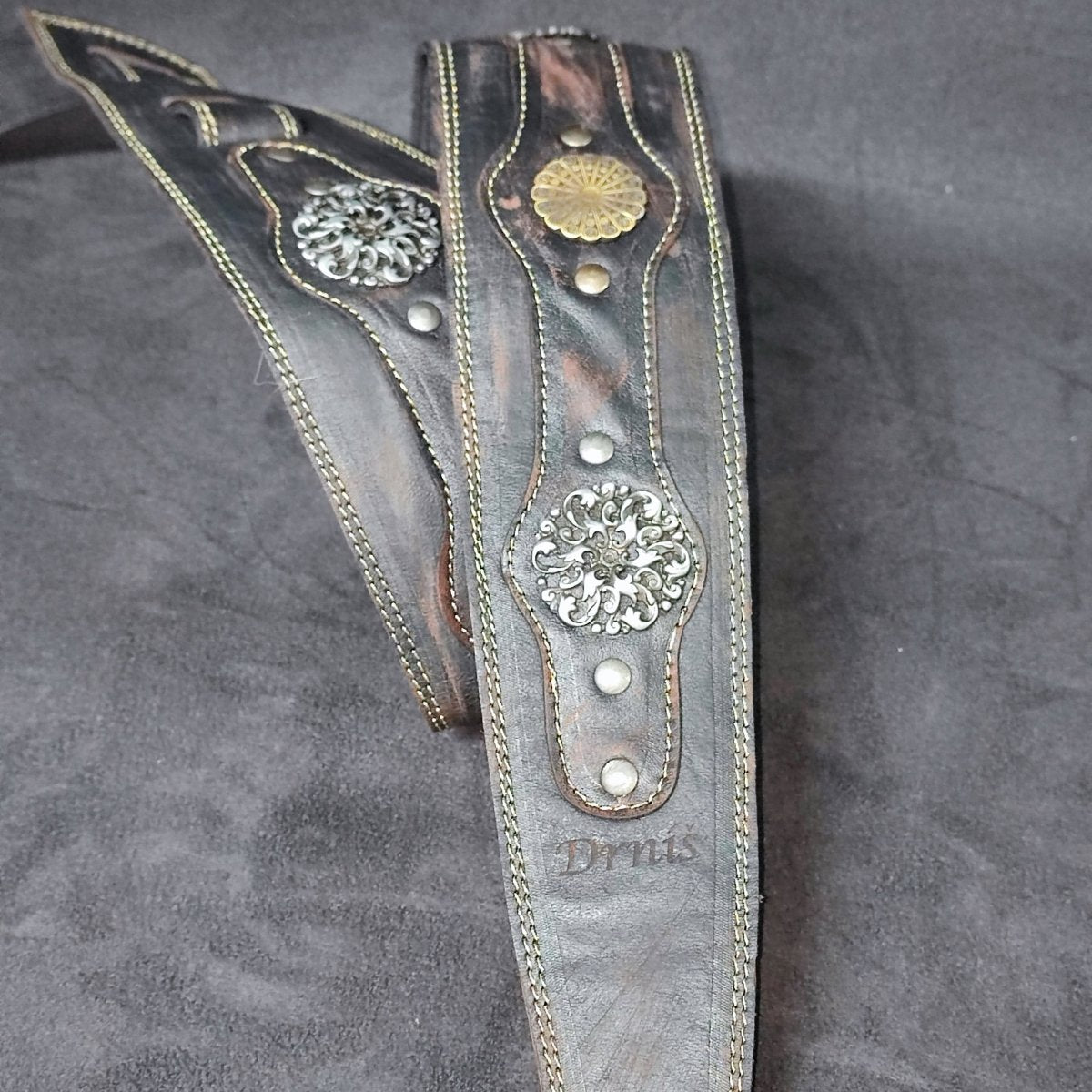 Legendary Lux Relic Leather Guitar Strap – Handmade Vintage Premium Design | GBS - GBS
