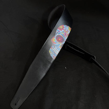 Mexican Skull Guitar Strap – Day of the Dead Edition | Handmade Leather from Portugal - GBS