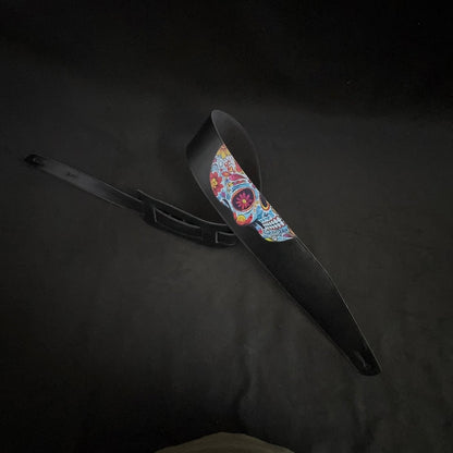 Mexican Skull Guitar Strap – Day of the Dead Edition | Handmade Leather from Portugal - GBS