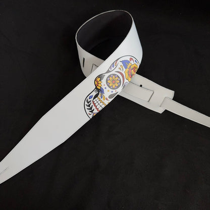 Mexican Skull Guitar Strap – Day of the Dead Edition | Handmade Leather from Portugal - GBS