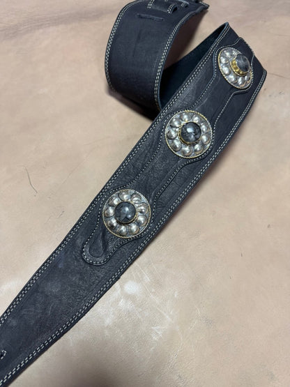 Midnight Stone Legacy – Premium Handmade Leather Guitar Strap - GBS