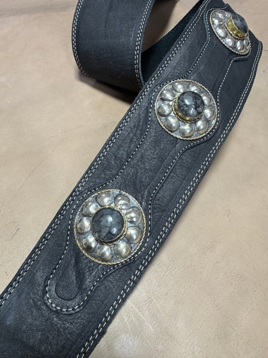 Midnight Stone Legacy – Premium Handmade Leather Guitar Strap - GBS