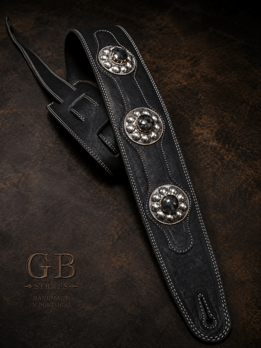 Midnight Stone Legacy – Premium Handmade Leather Guitar Strap - GBS