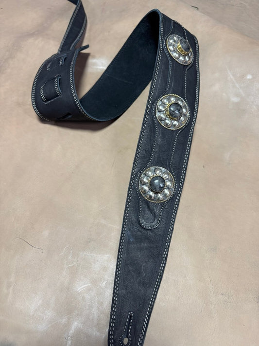Midnight Stone Legacy – Premium Handmade Leather Guitar Strap - GBS
