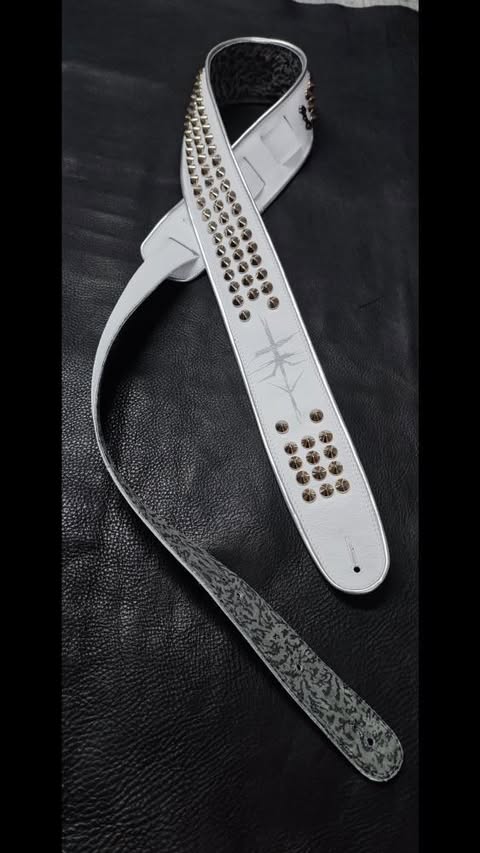 Nic Strap White Leather Guitar/Bass Strap - GBS