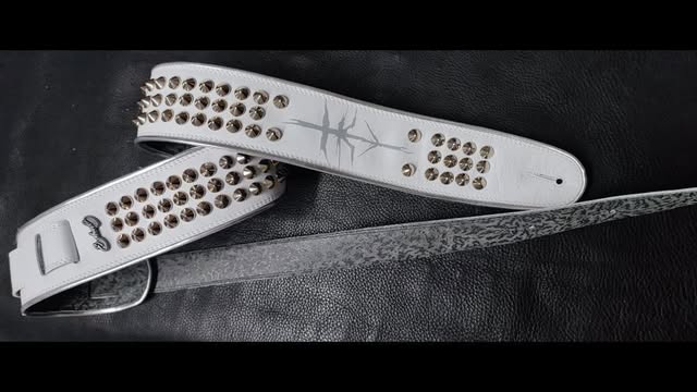 Nic Strap White Leather Guitar/Bass Strap - GBS