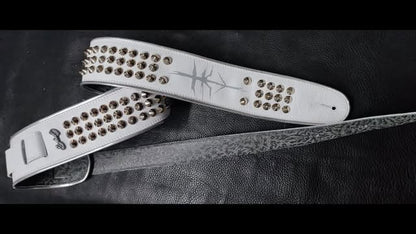 Nic Strap White Leather Guitar/Bass Strap - GBS