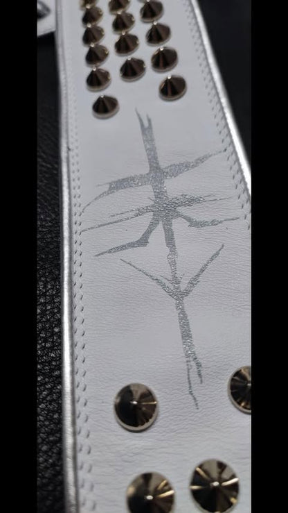 Nic Strap White Leather Guitar/Bass Strap - GBS