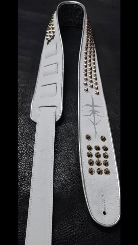 Nic Strap White Leather Guitar/Bass Strap - GBS