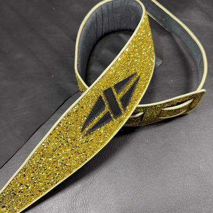 Psychedelic Gold Guitar Strap with Gibson Logo | GBS Handmade Leather - GBS