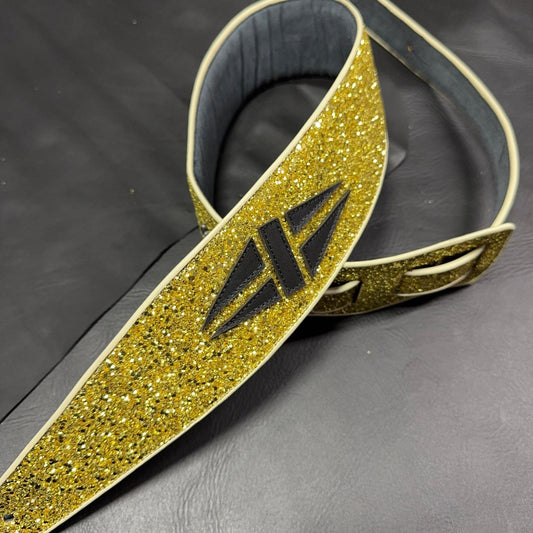 Psychedelic Gold Guitar Strap with Gibson Logo | GBS Handmade Leather - GBS