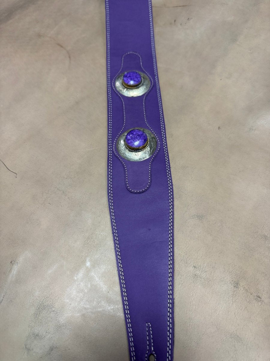 Purple Stone Legacy – Premium Handmade Leather Guitar Strap - GBS