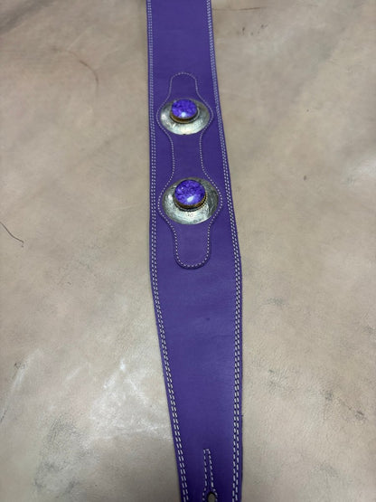 Purple Stone Legacy – Premium Handmade Leather Guitar Strap - GBS