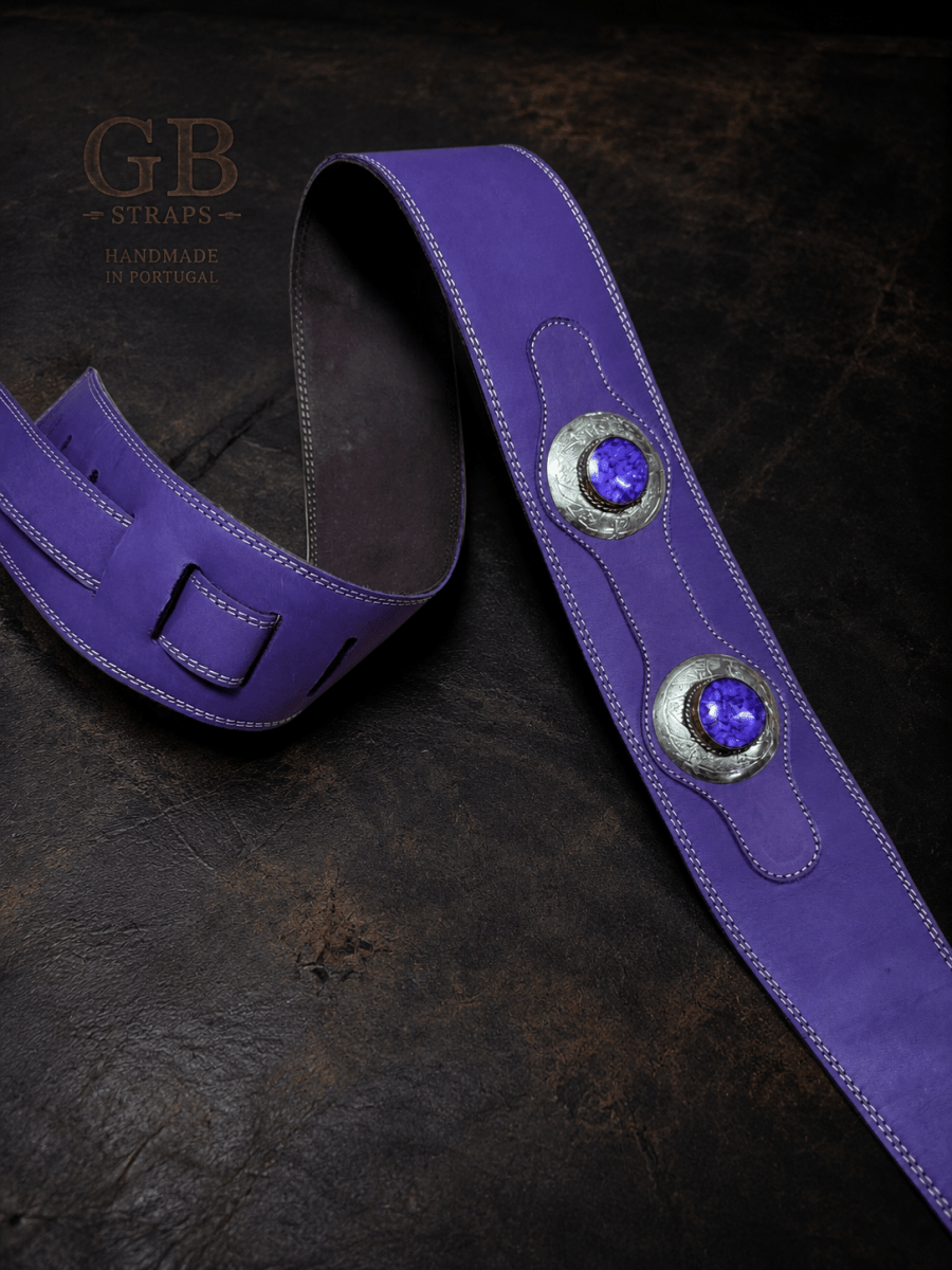 Purple Stone Legacy – Premium Handmade Leather Guitar Strap - GBS