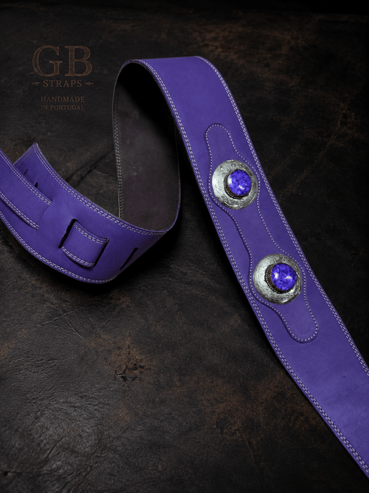 Purple Stone Legacy – Premium Handmade Leather Guitar Strap - GBS