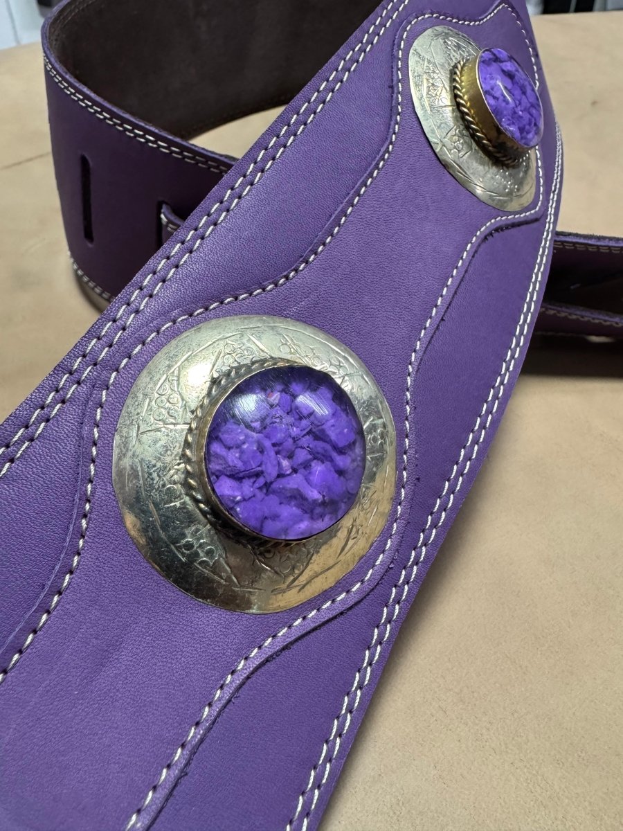 Purple Stone Legacy – Premium Handmade Leather Guitar Strap - GBS