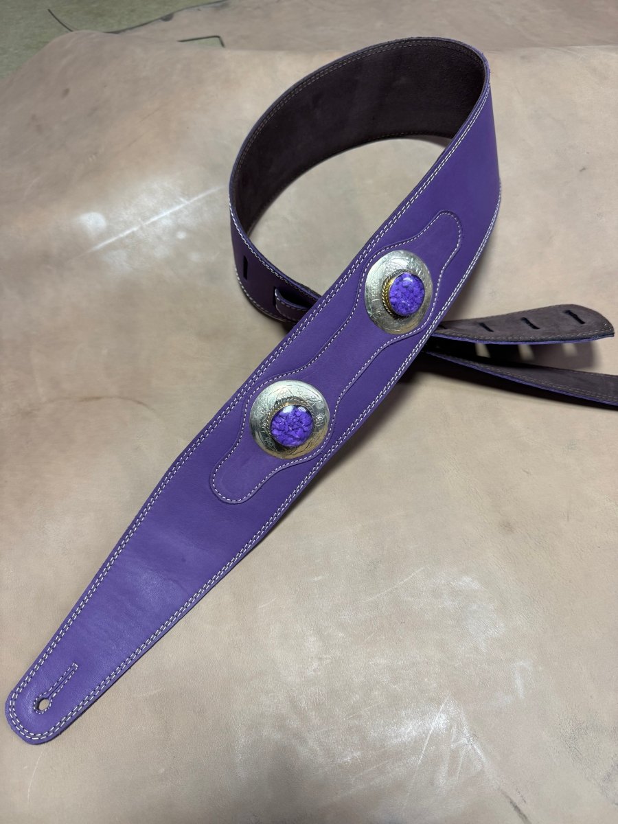Purple Stone Legacy – Premium Handmade Leather Guitar Strap - GBS