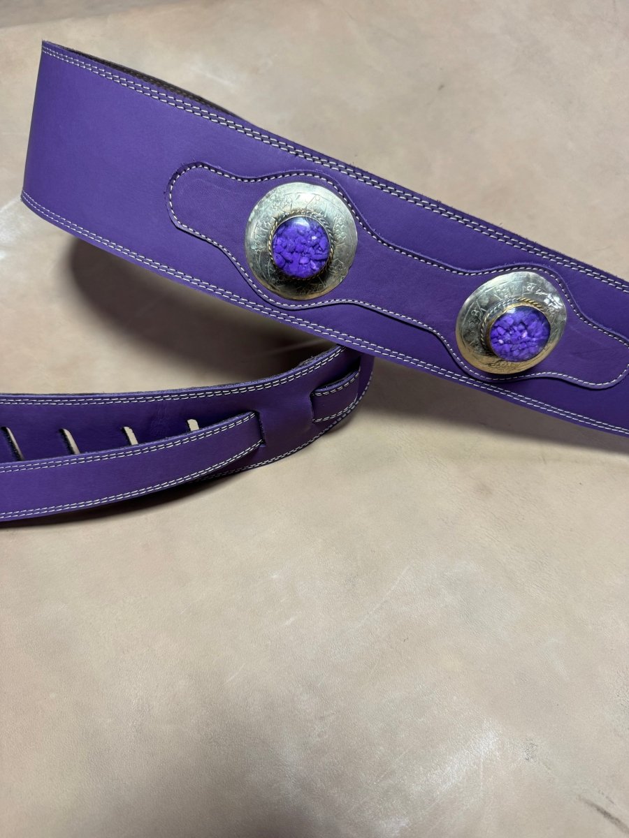 Purple Stone Legacy – Premium Handmade Leather Guitar Strap - GBS
